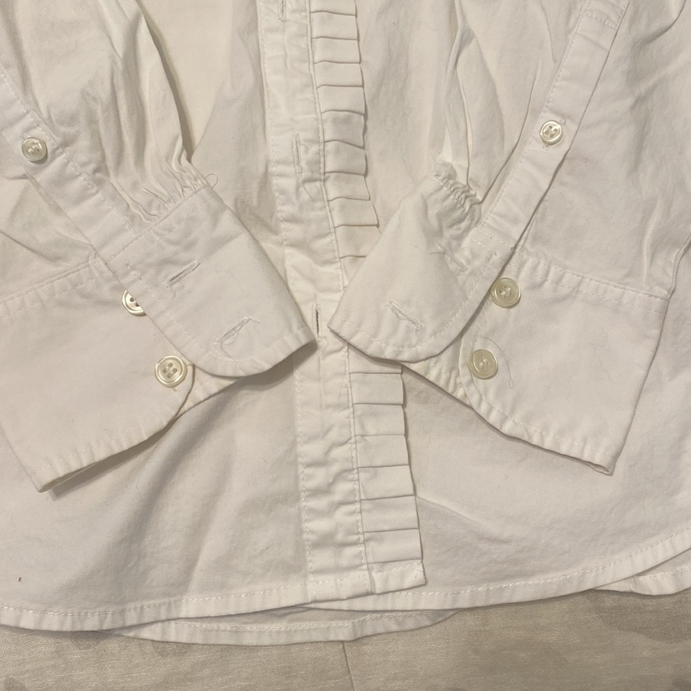 J.Crew White Button Down With Ruffled Collar Size… - image 3